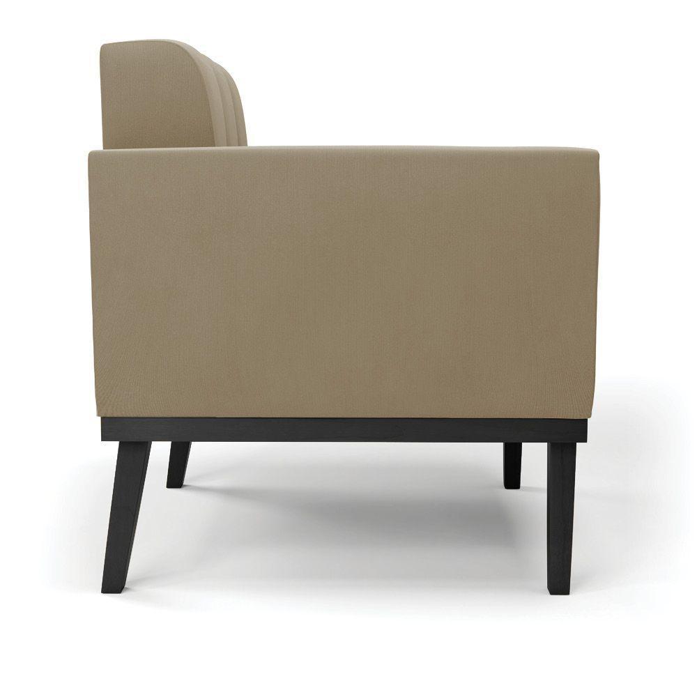 Poltrona Decorativa Pés Fixo Em Madeira Preto Suede Nude - 6