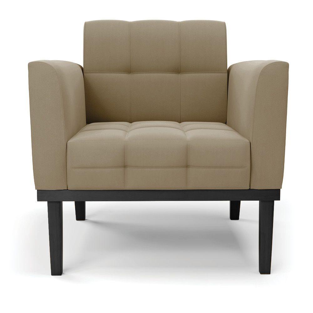 Poltrona Decorativa Pés Fixo Em Madeira Preto Suede Nude - 8