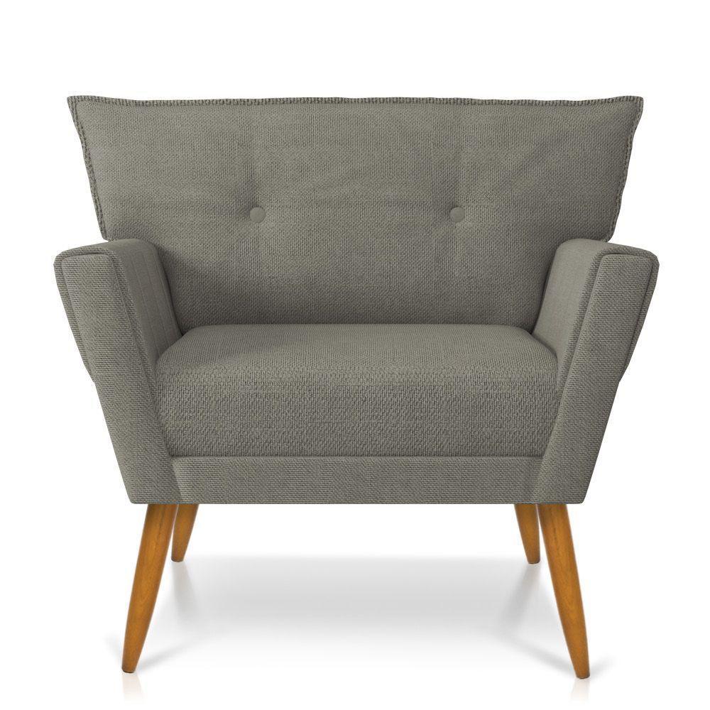 Poltrona Anitta Linho Pés Palito Castanho Cor A26 Grafite - 1