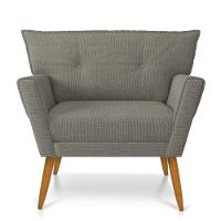 Poltrona Anitta Linho Pés Palito Castanho Cor A26 Grafite - 1