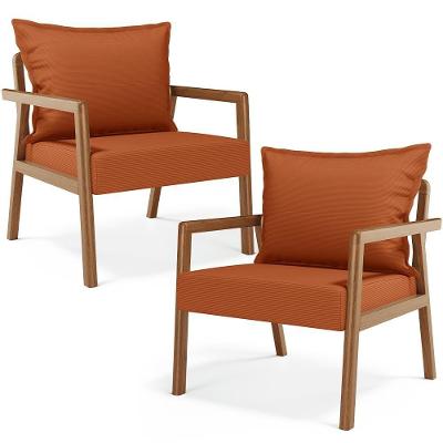 Kit 2 Poltronas Decorativas Alícia B04 Sala De Estar Tecido Liso Impermeável Terracota Lyam Déc