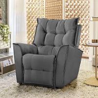 Poltrona Do Papai Reclinável King Veludo Shop Das Cabeceiras Cinza Chumbo - 5