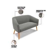 Kit 1 Namoradeira E 2 Poltronas Base Madeira Grafite - 5