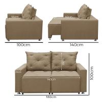 Sofá Retrátil 2 Lugares Bariloche 1.80cm Shop Das Cabeceiras Capuccino - 5