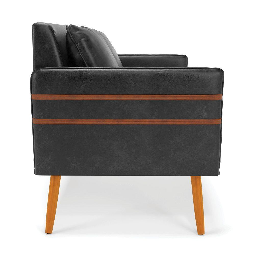 Namoradeira 02 Lugares Mari Corano Pés Palito Castanho Preto - 6