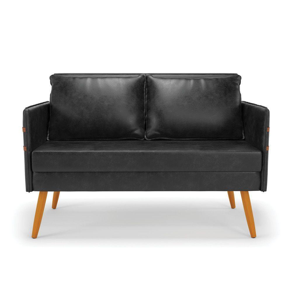 Namoradeira 02 Lugares Mari Corano Pés Palito Castanho Preto - 7