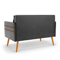 Namoradeira 02 Lugares Mari Corano Pés Palito Castanho Preto - 5