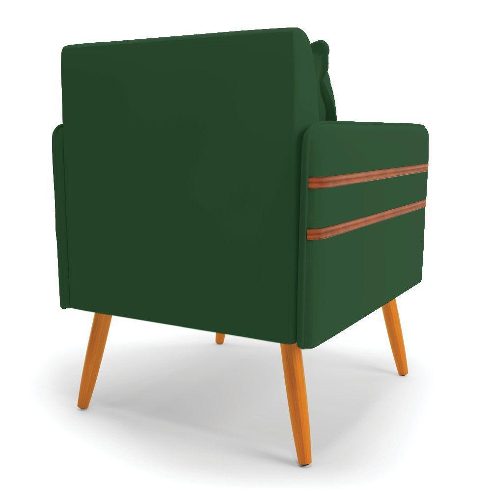 Kit 01 Namoradeira 02 Lugares E 02 Poltronas Mari Veludo Verde Pés Palito Castanho - D'rossi - 8