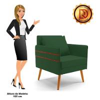Kit 01 Namoradeira 02 Lugares E 02 Poltronas Mari Veludo Verde Pés Palito Castanho - D'rossi - 3
