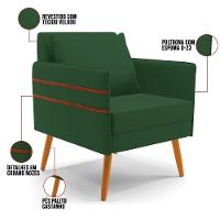 Kit 01 Namoradeira 02 Lugares E 02 Poltronas Mari Veludo Verde Pés Palito Castanho - D'rossi