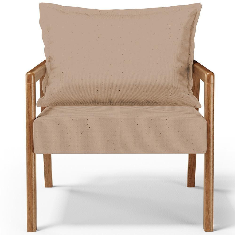 Kit 02 Poltronas Decorativa Para Sala De Estar Alícia B04 Linho Bege Escuro - 4