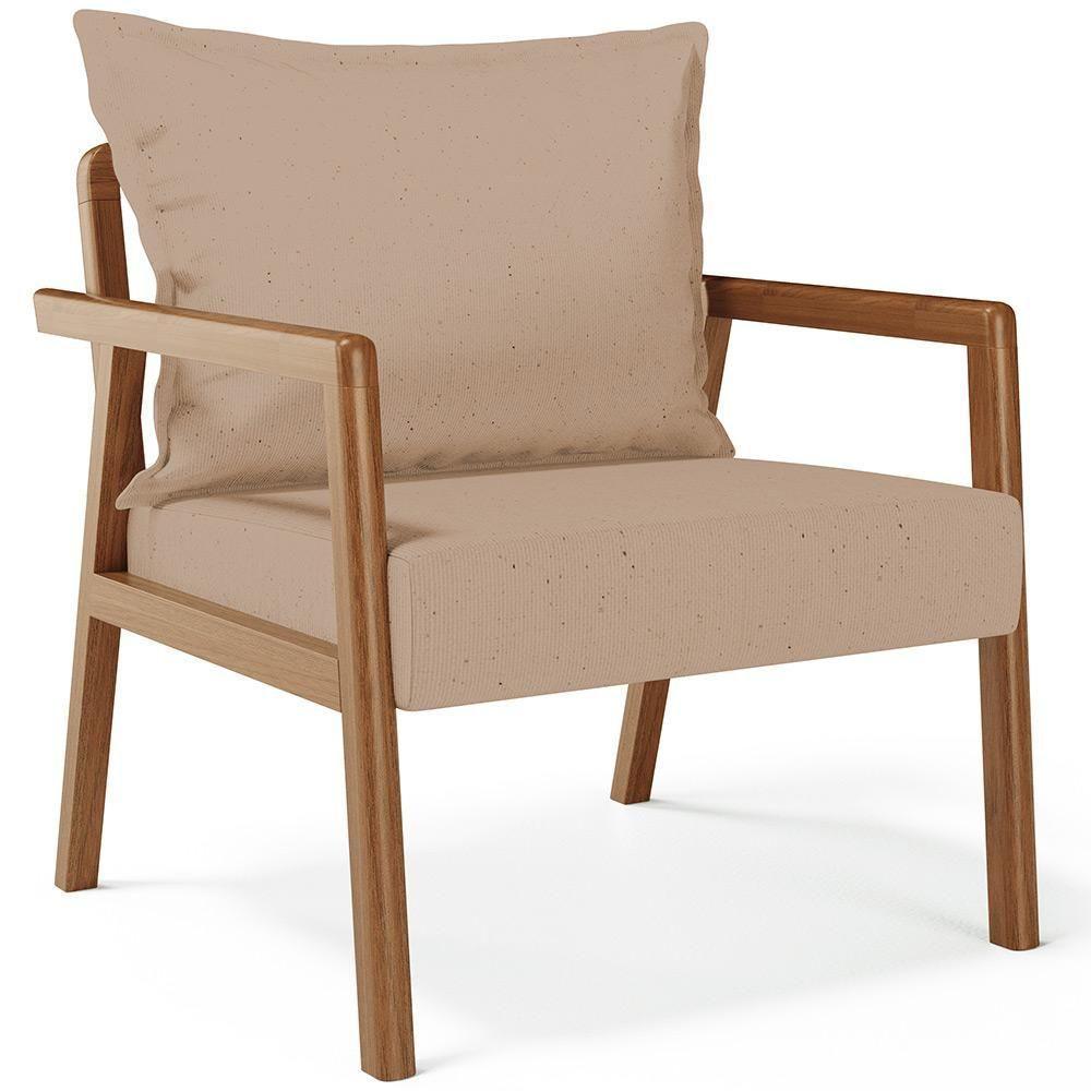 Kit 02 Poltronas Decorativa Para Sala De Estar Alícia B04 Linho Bege Escuro - 7