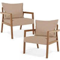 Kit 02 Poltronas Decorativa Para Sala De Estar Alícia B04 Linho Bege Escuro - 1