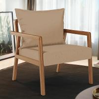 Kit 02 Poltronas Decorativa Para Sala De Estar Alícia B04 Linho Bege Escuro - 8