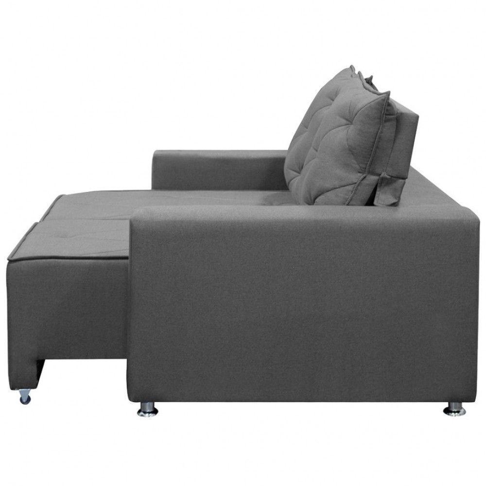 Sofá Retrátil 2 Lugares Bariloche 1.80cm Shop Das Cabeceiras Grafite - 3