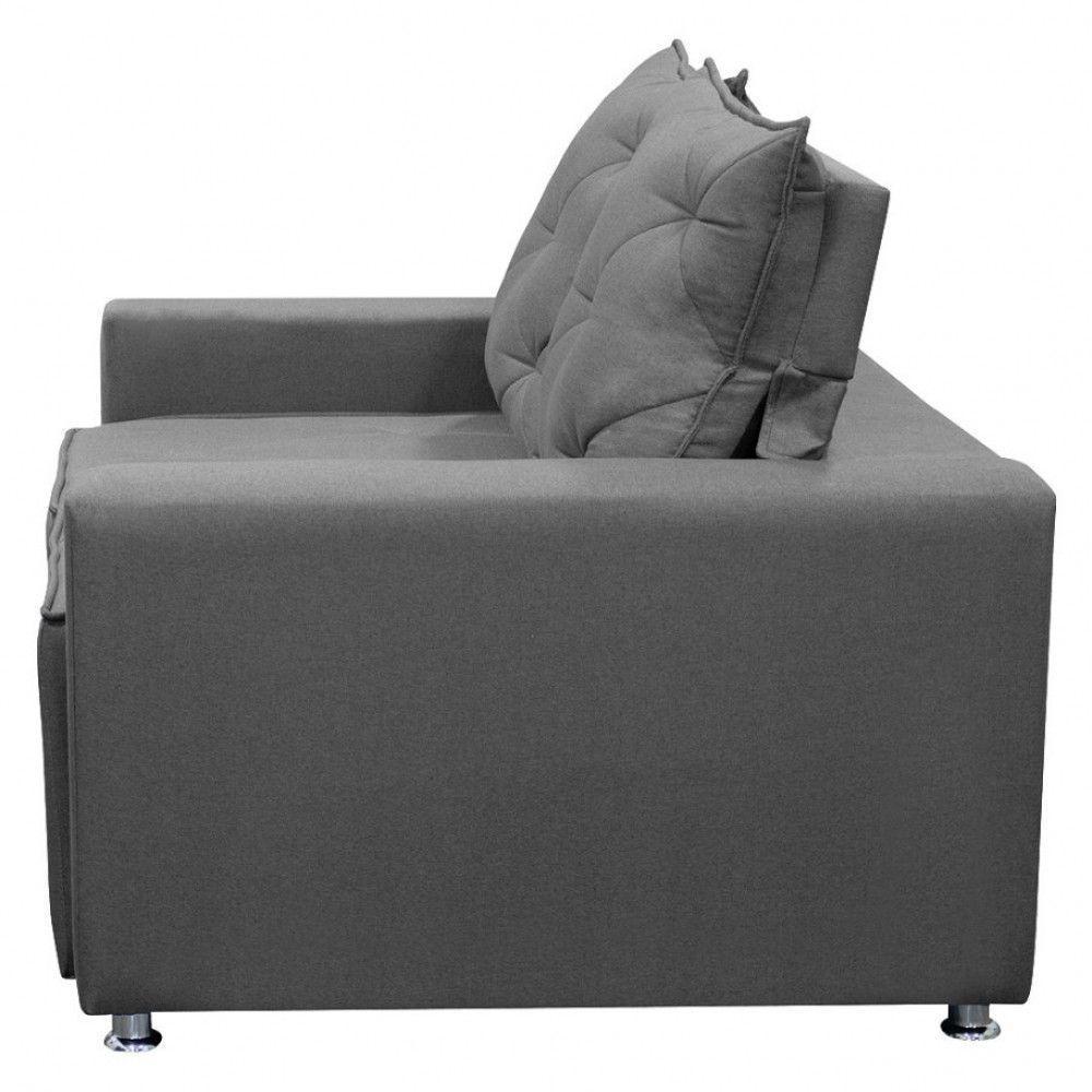 Sofá Retrátil 2 Lugares Bariloche 1.80cm Shop Das Cabeceiras Grafite - 4