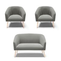 Kit Namoradeira 2 Lugares E 2 Poltronas Grafite Pés Palito - 1