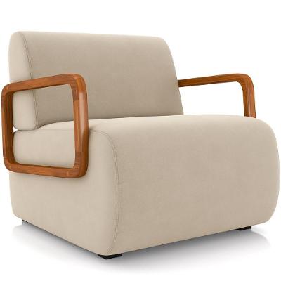 Poltrona Decorativa Orgânica Bruxelas K01 Veludo Bege Lyam Decor