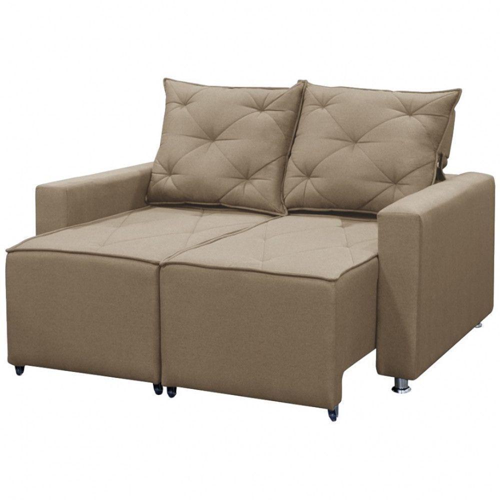 Sofá Retrátil 2 Lugares Bariloche 1.60cm Shop Das Cabeceiras Capuccino - 2