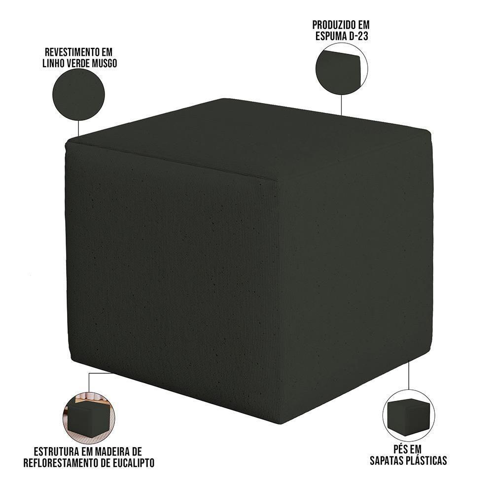 Poltrona De Amamentação Com Balanço E Puff Ravena W01 Linho Verde Musgo - Lyam Decor - 5