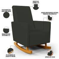 Poltrona De Amamentação Com Balanço E Puff Ravena W01 Linho Verde Musgo - Lyam Decor - 10