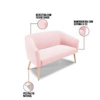 Kit 01 Namoradeira 02 Lugares E 01 Poltrona Suede Rosa Bebê - 5