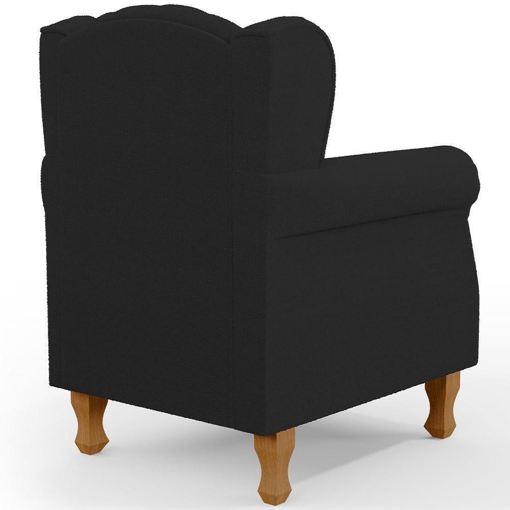 Poltrona De Amamentação Yara P02 Com Puff Paris Luis Xv L02 Bouclê Preto - Lyam Decor - 2