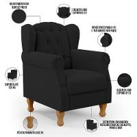 Poltrona De Amamentação Yara P02 Com Puff Paris Luis Xv L02 Bouclê Preto - Lyam Decor - 6