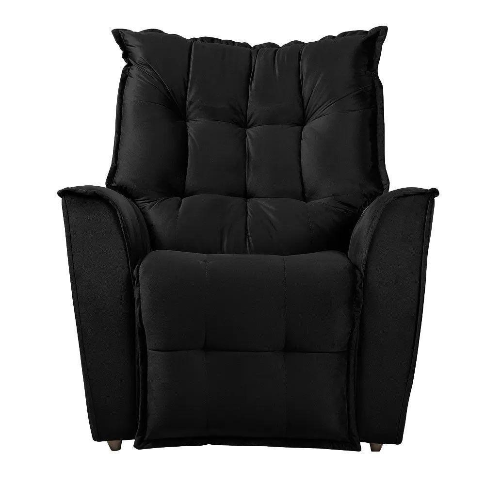 Poltrona Do Papai Reclinável King Veludo Shop Das Cabeceiras Preto - 1