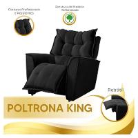 Poltrona Do Papai Reclinável King Veludo Shop Das Cabeceiras Preto - 7