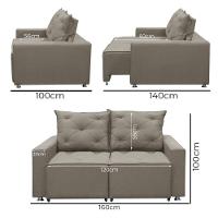 Sofá Retrátil 2 Lugares Bariloche 1.60cm Shop Das Cabeceiras Carvalho - 5