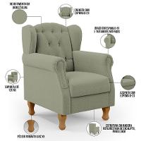 Poltrona De Amamentação Yara P02 Com Puff Paris Luis Xv L02 Bouclê Oliva - Lyam Decor - 6