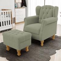 Poltrona De Amamentação Yara P02 Com Puff Paris Luis Xv L02 Bouclê Oliva - Lyam Decor - 8