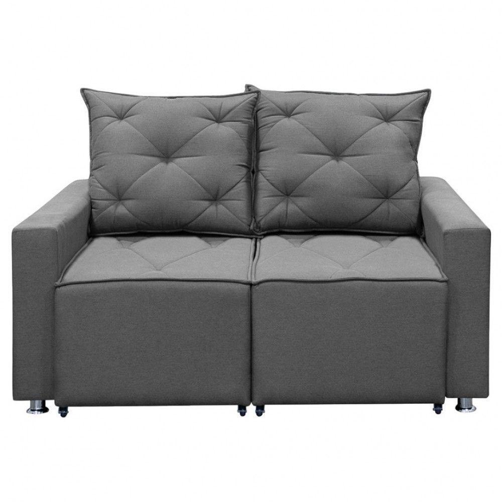Sofá Retrátil 2 Lugares Bariloche 1.50cm Shop Das Cabeceiras Grafite - 1
