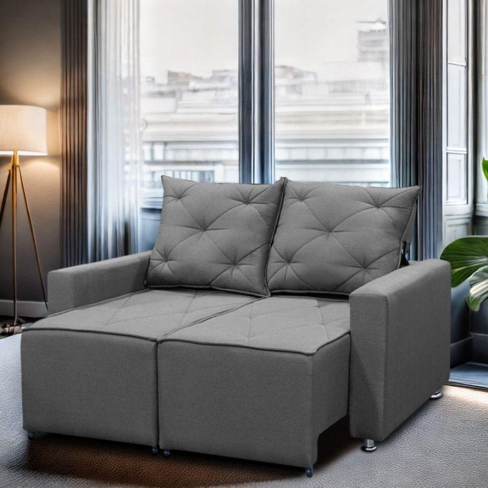 Sofá Retrátil 2 Lugares Bariloche 1.50cm Shop Das Cabeceiras Grafite - 5