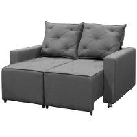 Sofá Retrátil 2 Lugares Bariloche 1.50cm Shop Das Cabeceiras Grafite - 2