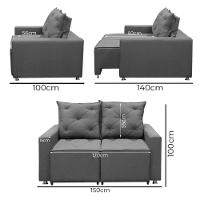 Sofá Retrátil 2 Lugares Bariloche 1.50cm Shop Das Cabeceiras Grafite