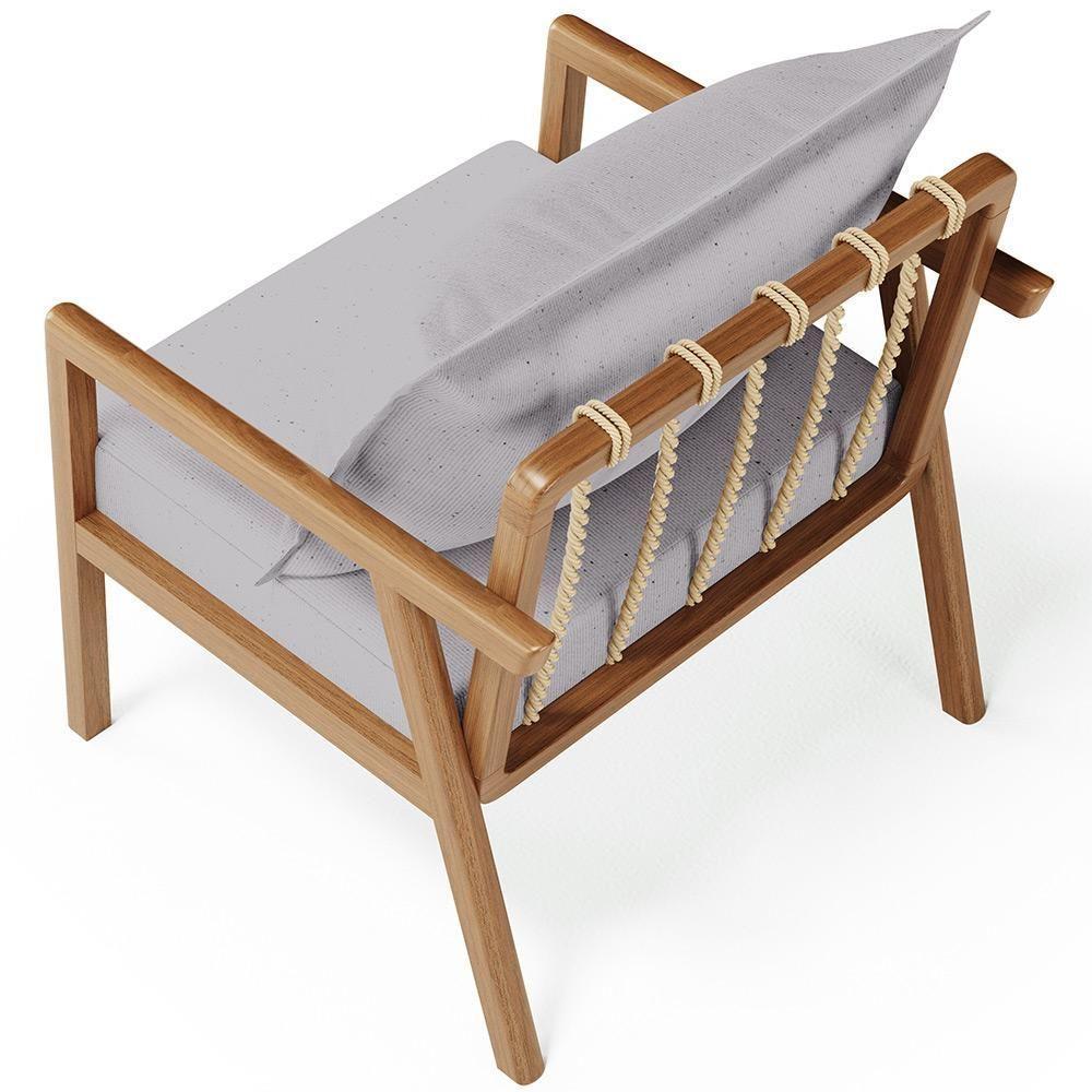 Kit 02 Poltronas Decorativa Para Sala De Estar Alícia B04 Linho Cinza - 2