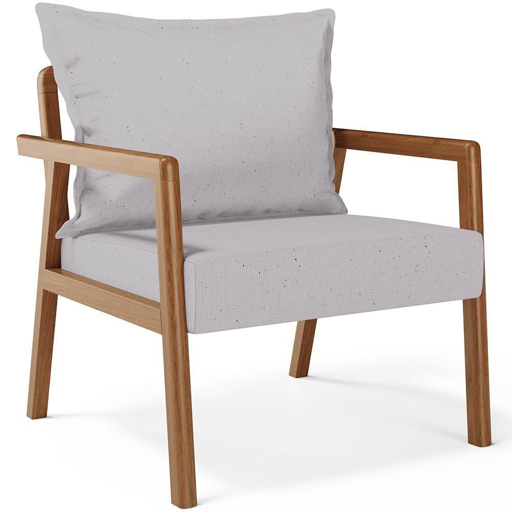 Kit 02 Poltronas Decorativa Para Sala De Estar Alícia B04 Linho Cinza - 7