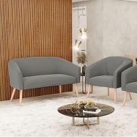 Kit 1 Namoradeira 2 Lugares E 1 Poltrona Grafite Pés Palito - 8