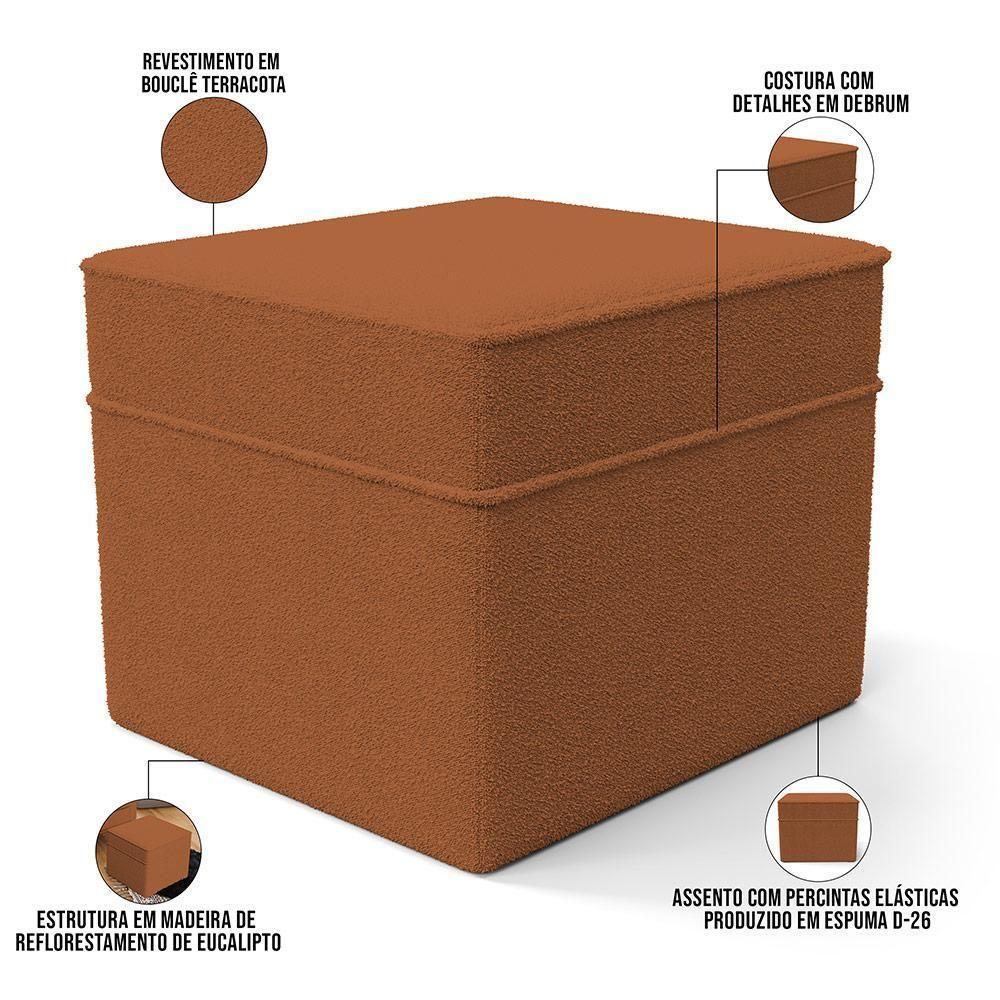 Poltrona De Amamentação Com Balanço E Puff Mavie L02 Bouclê Terracota - Lyam Decor - 5