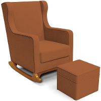 Poltrona De Amamentação Com Balanço E Puff Mavie L02 Bouclê Terracota - Lyam Decor - 1