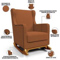 Poltrona De Amamentação Com Balanço E Puff Mavie L02 Bouclê Terracota - Lyam Decor - 10