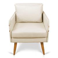 Poltrona Mari Suede Pés Palito Castanho - D'Rossi Bege - 7