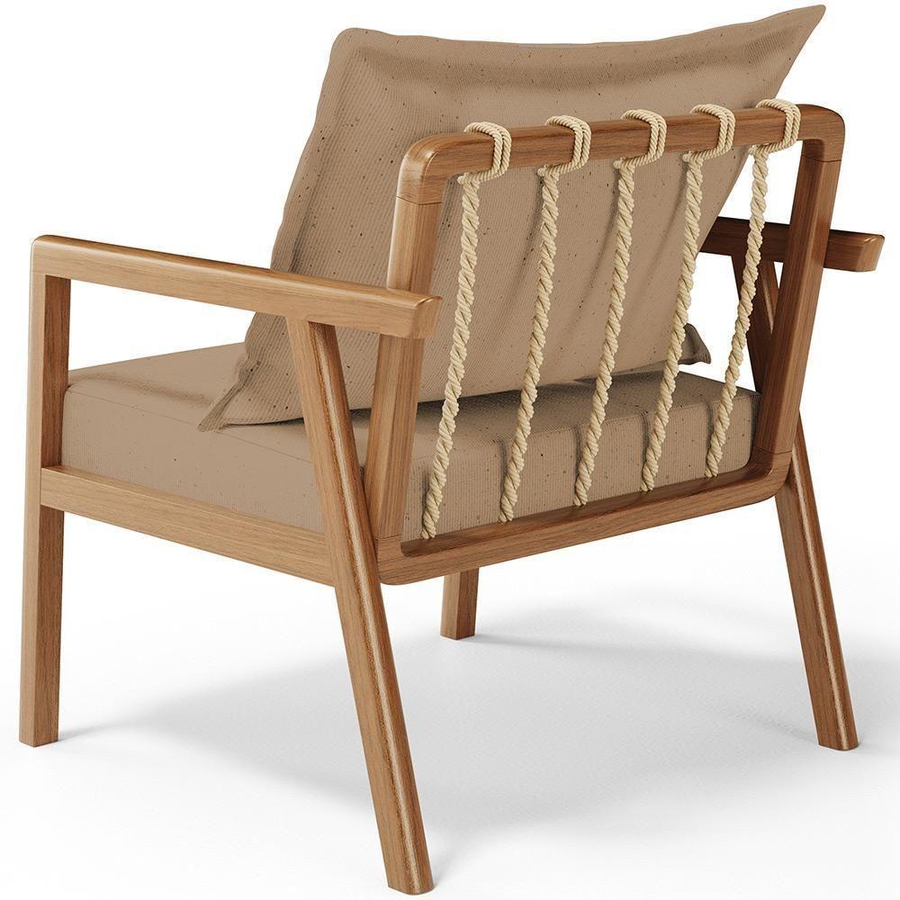 Poltrona Decorativa Para Sala De Estar E Living Alícia B04 Linho Bege Escuro - 5