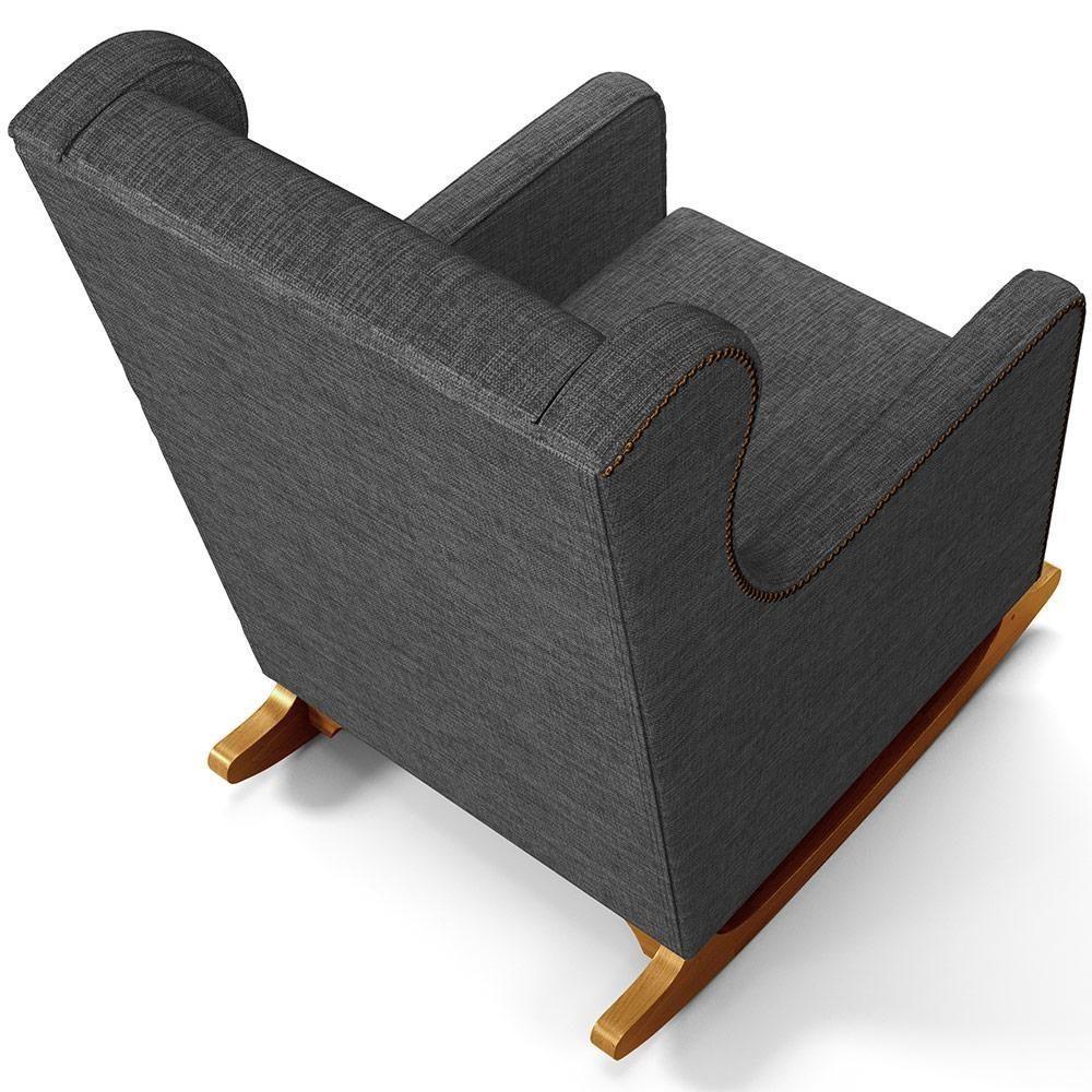 Poltrona De Amamentação Com Balanço Mavie L02 Linho Cinza Escuro - Lyam Decor - 2