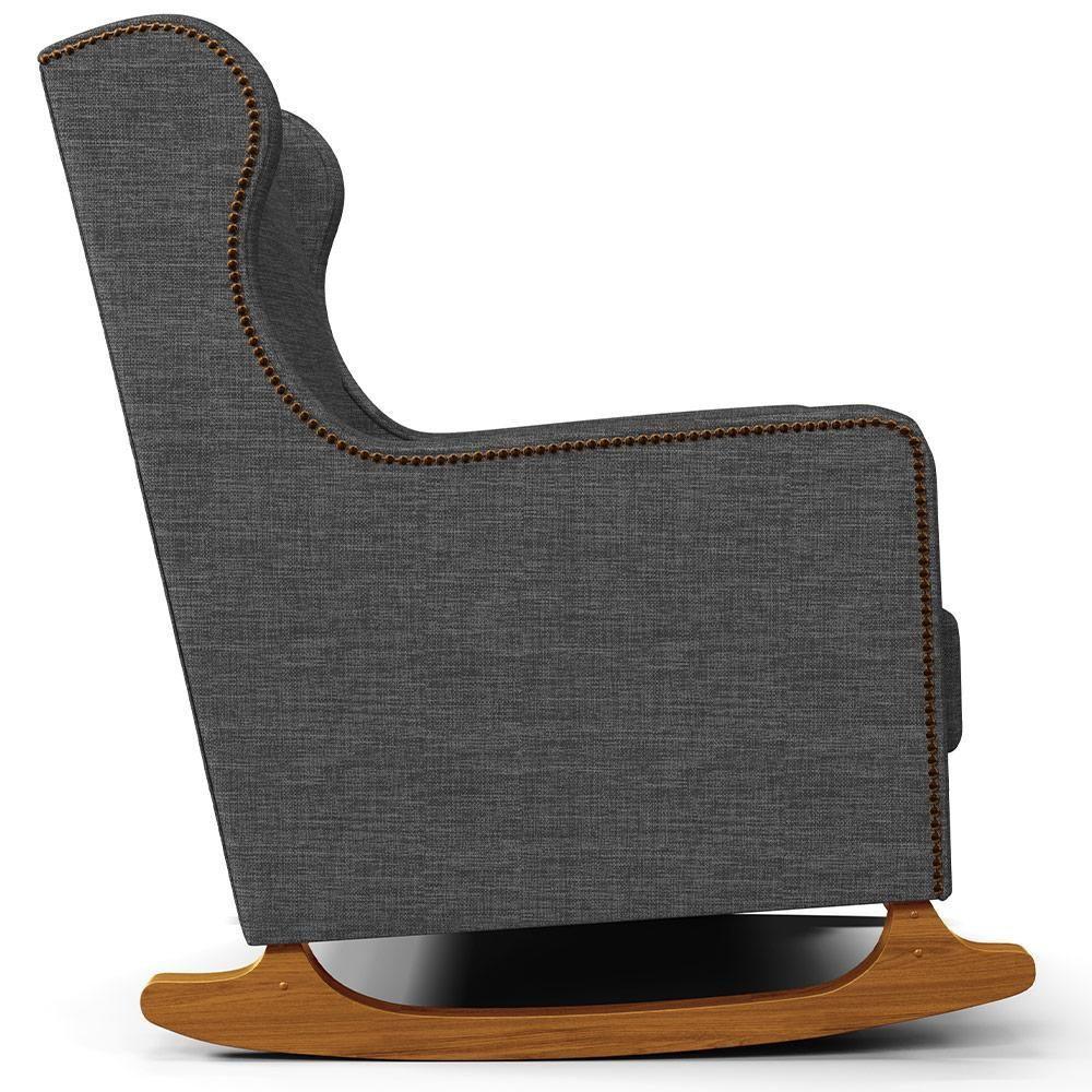 Poltrona De Amamentação Com Balanço Mavie L02 Linho Cinza Escuro - Lyam Decor - 4