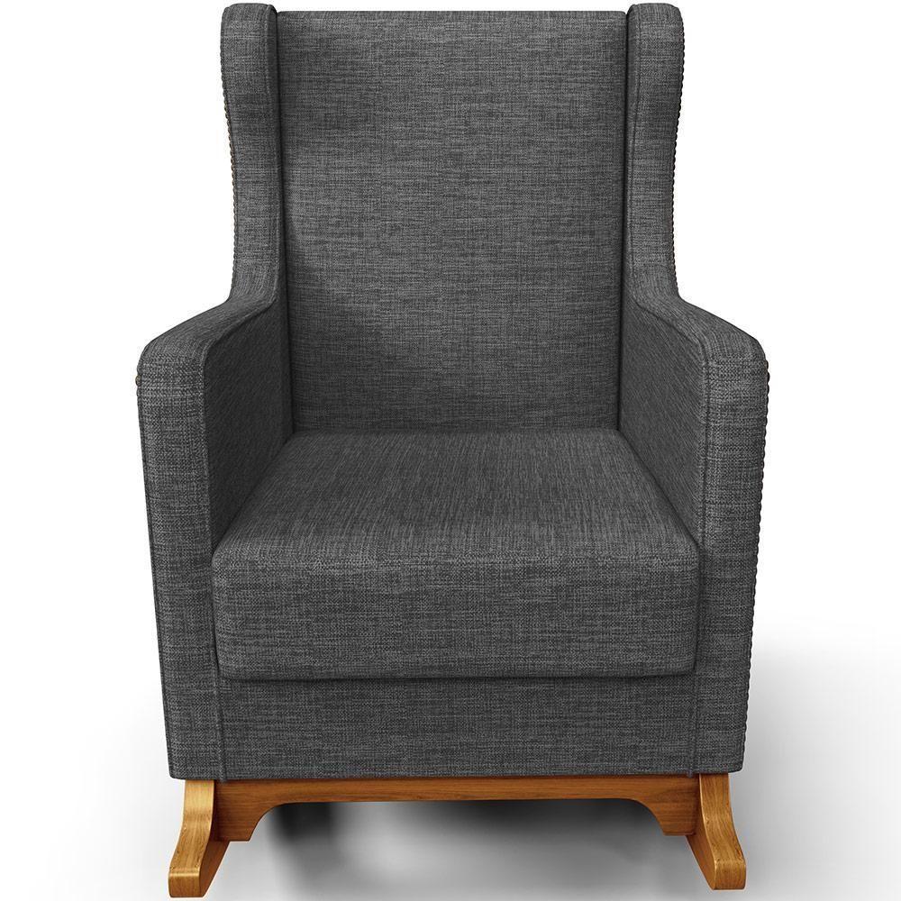 Poltrona De Amamentação Com Balanço Mavie L02 Linho Cinza Escuro - Lyam Decor - 6