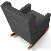 Poltrona De Amamentação Com Balanço Mavie L02 Linho Cinza Escuro - Lyam Decor - 2