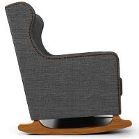 Poltrona De Amamentação Com Balanço Mavie L02 Linho Cinza Escuro - Lyam Decor